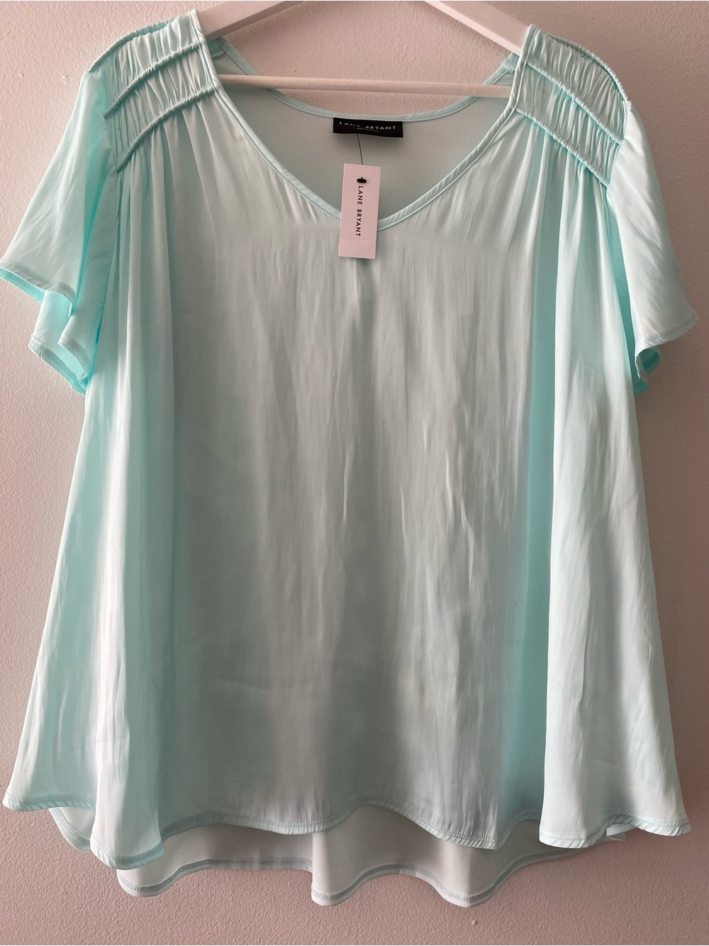 Lane Bryant Light Mint V-Neck Flutter Sleeve Top NWT